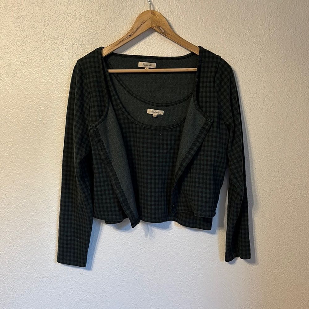 Madewell Gingham Jacquard Cardigan Twin Set XL